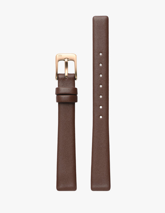 12mm Symmetria Mahogany Leather Strap (Silver)