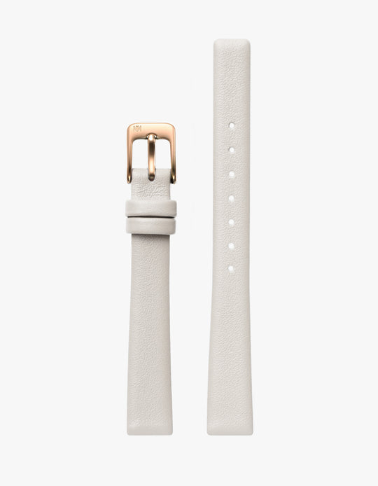 12mm Symmetria Offwhite Leather Strap (Silver)