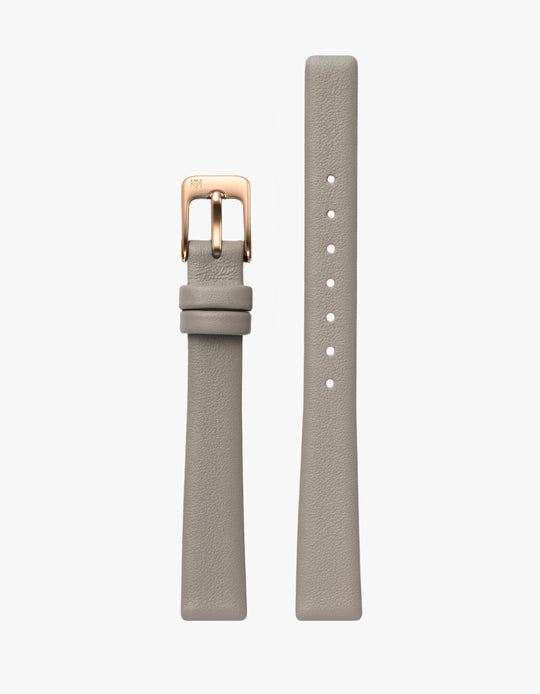 12mm Symmetria Taupe Leather Strap (Rose Gold)
