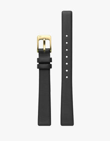 12mm Symmetria Black Leather Strap (Gold)