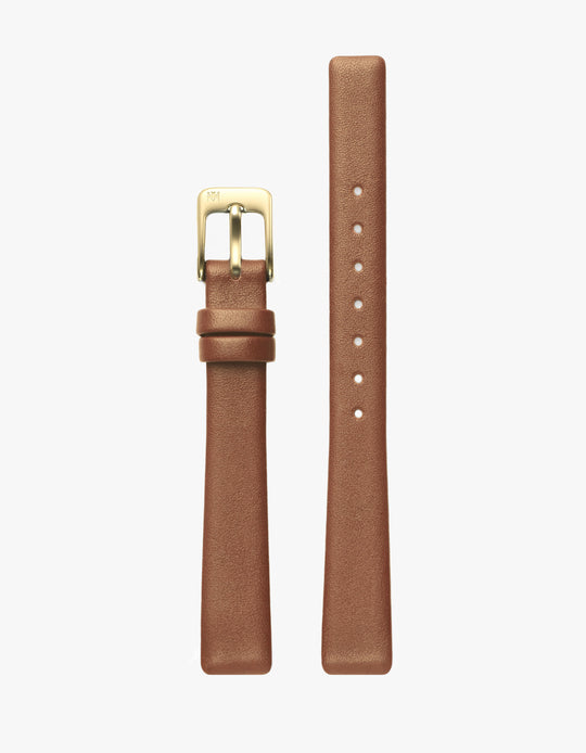 12mm Symmetria Brown Leather Strap (Gold)