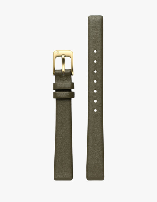 12mm Symmetria Olive Leather Strap (Gold)