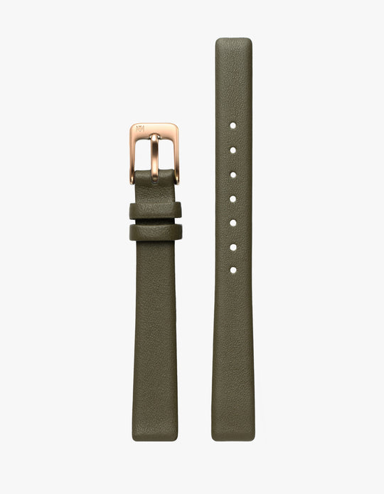 12mm Symmetria Olive Leather Strap (Rose Gold)