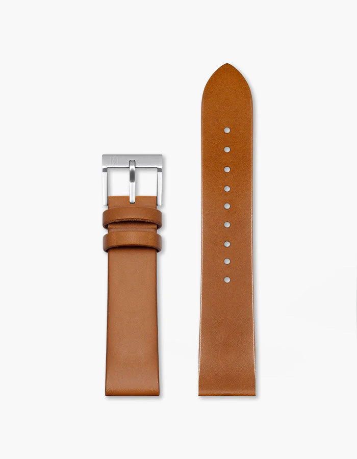 20mm MUS Brown Leather Strap (Silver)