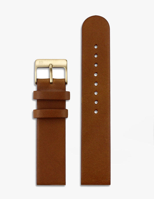 20mm Brown Leather Strap (Gold)