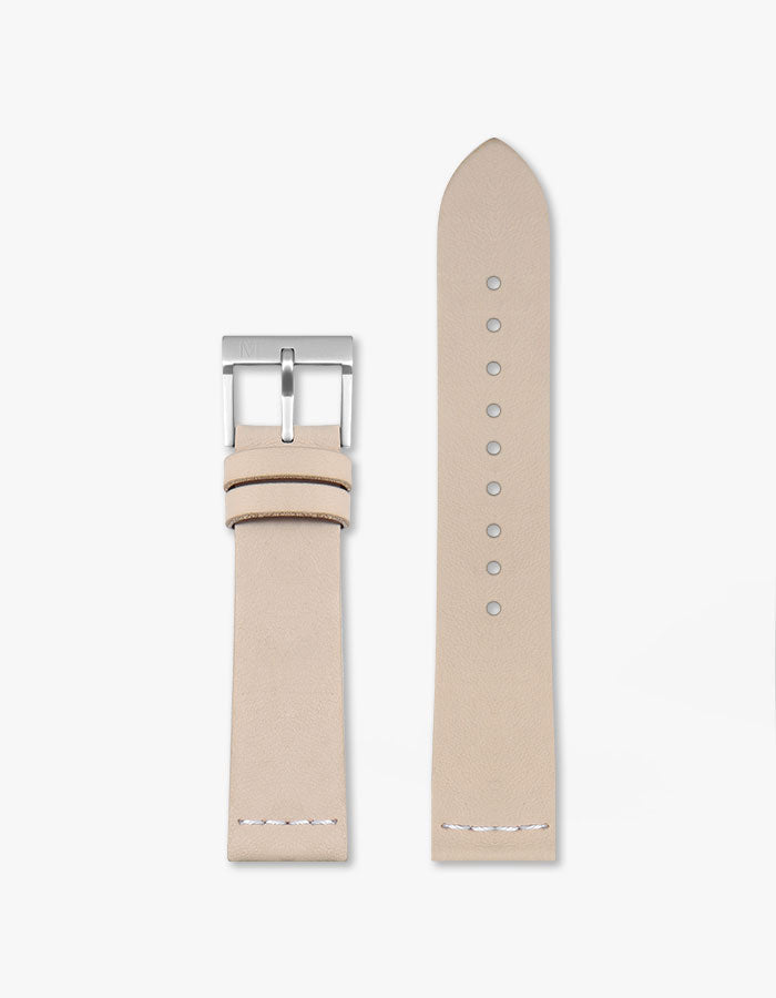 20mm MUS Natural Leather Strap (Silver)